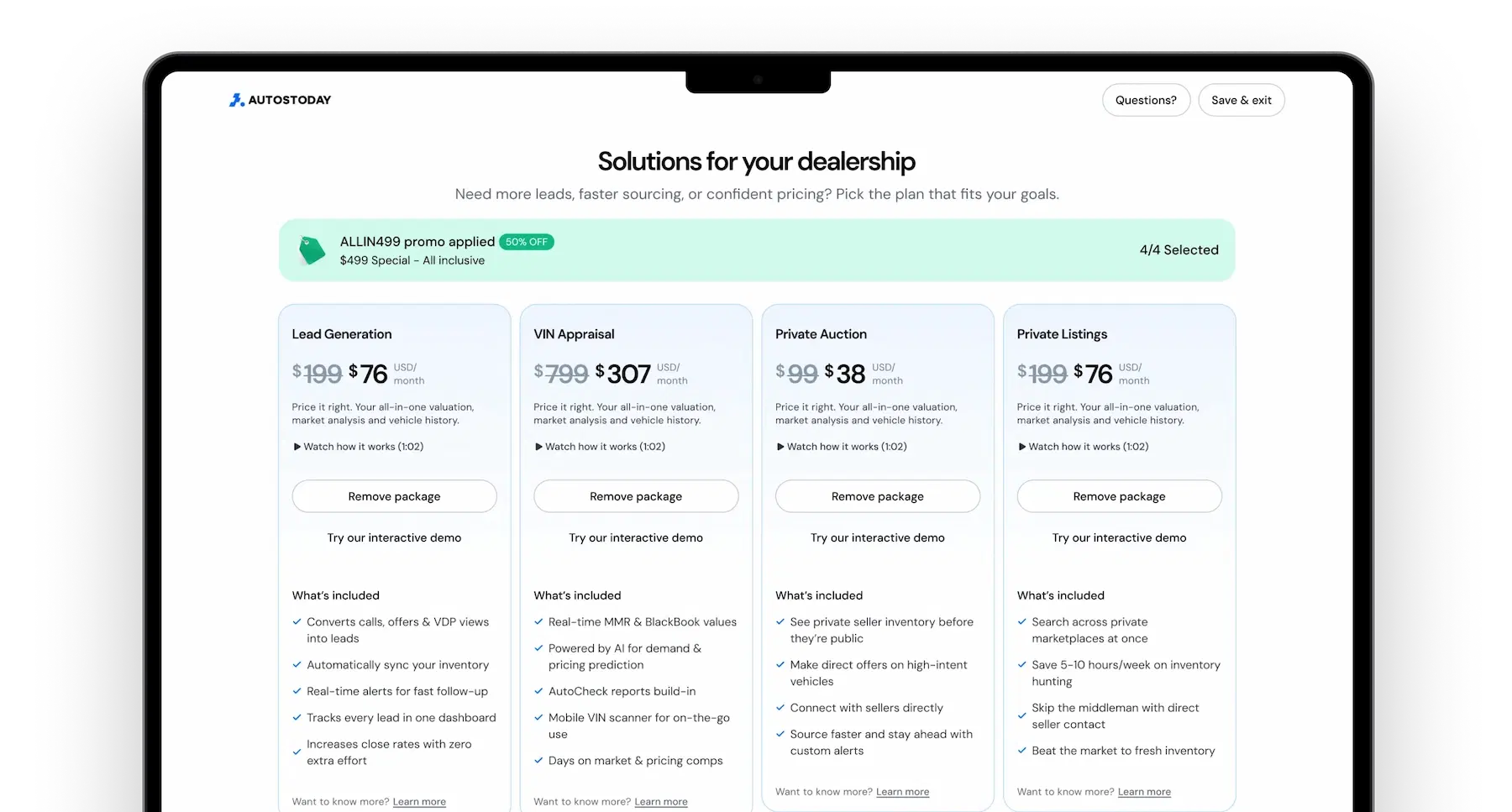 Access all four products instantly step